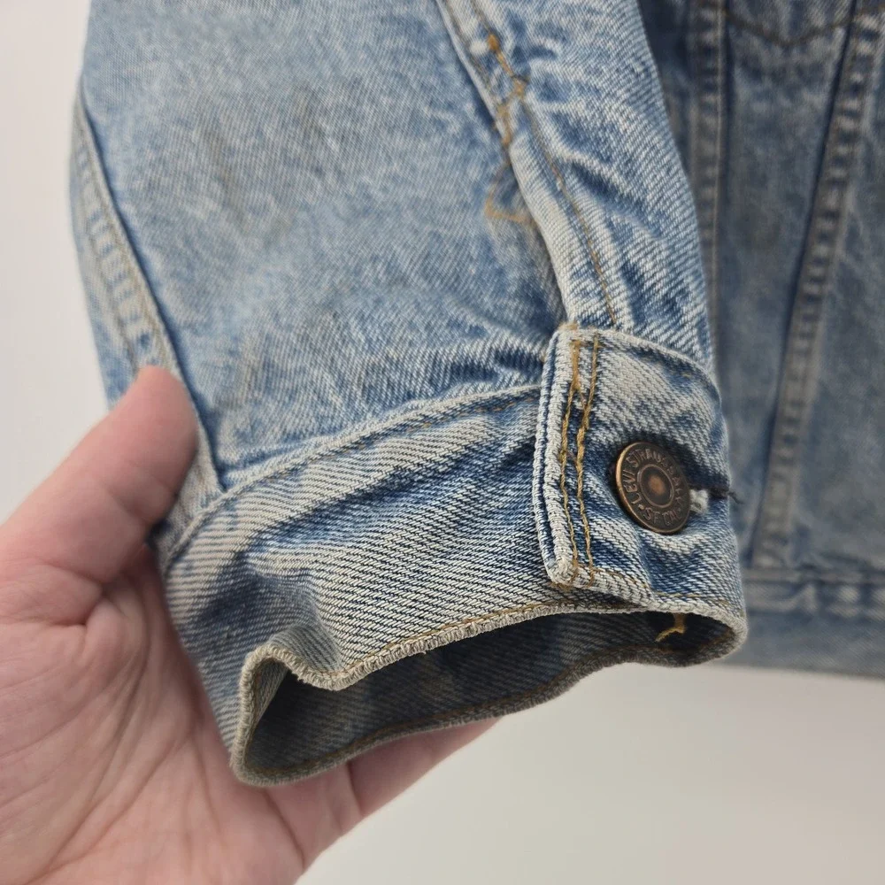 Vtg Levis Jacket Denim Trucker 80s 90s 70507-0314 USA Distressed Fade Blanket M